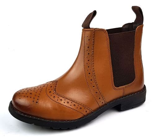 New Earth Kids Chestnut Brown Rider Leather brogue dealer jodphur boots